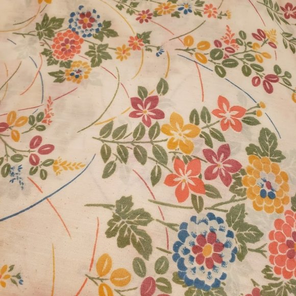 Vintage Yellow Floral Muslin Full Fitted Sheet MCM - Picture 1 of 2
